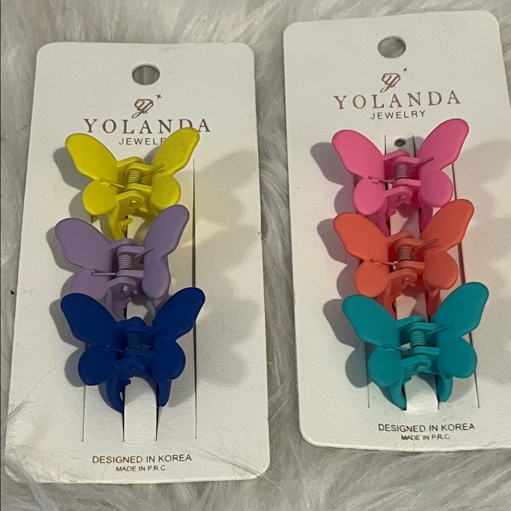 😎NEW😎Beautiful Colorful Butterfly Hair Clips Set, lot of 2